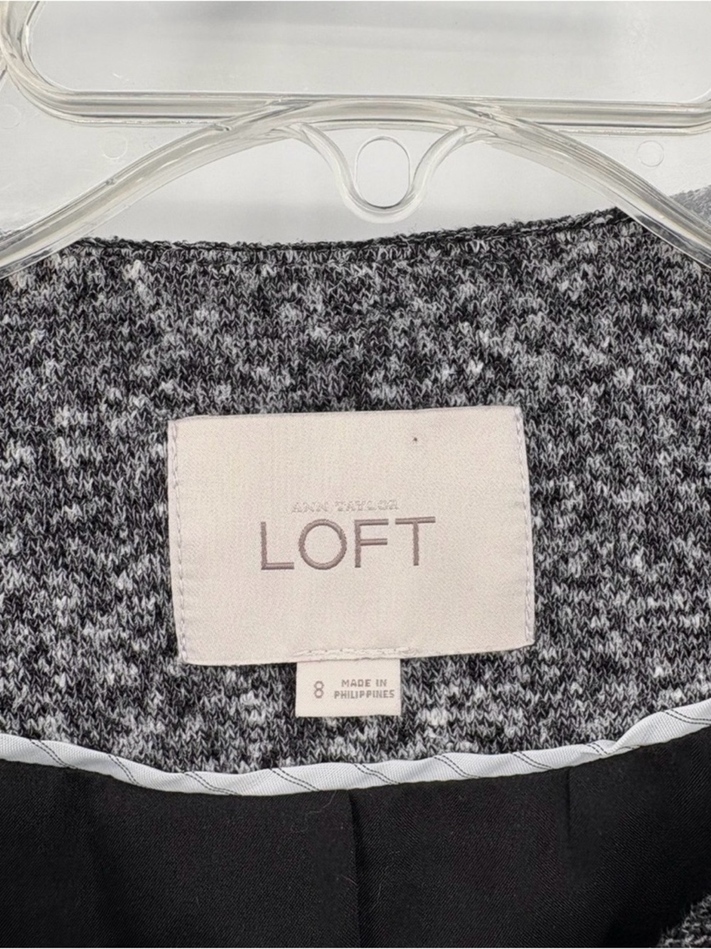 LOFT Full Zip Jacket Blazer Cropped Moto Knit Career Chic in Heather Gray Size 8 - Picture 5 of 7